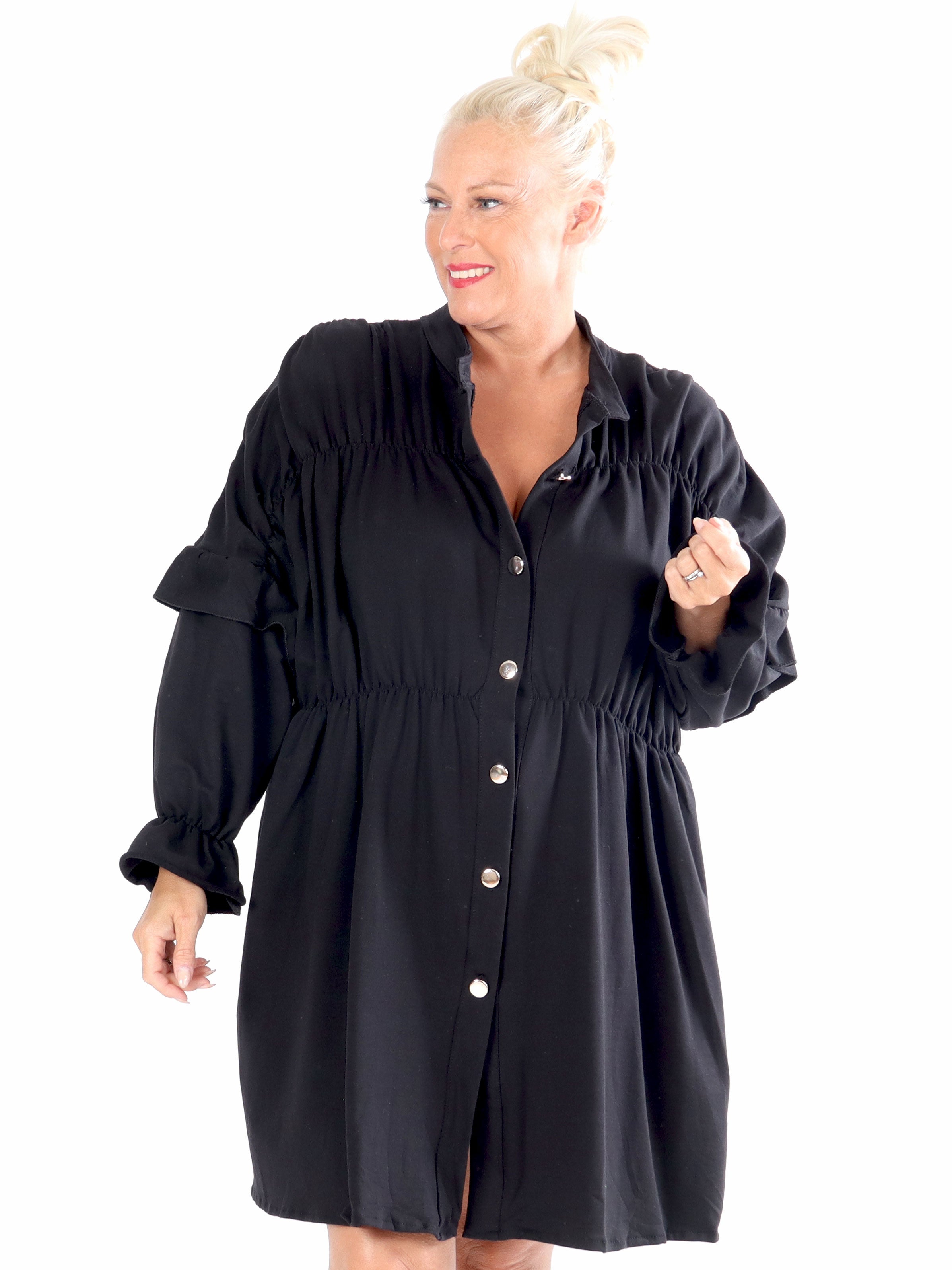 Monica Jersey - Plus size vardaglig joggingklänning med volanger